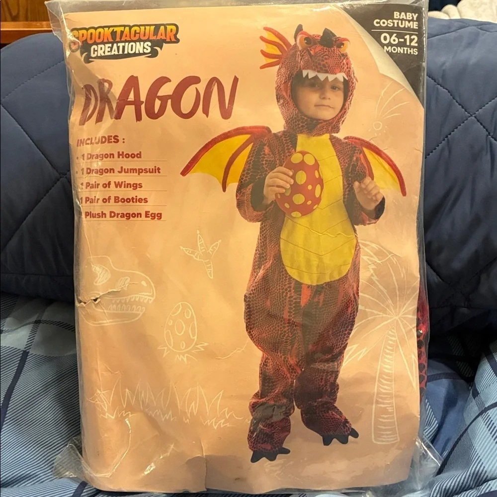NWT Red Dragon Costume with Egg  6-12 months Halloween Dress Up Party
